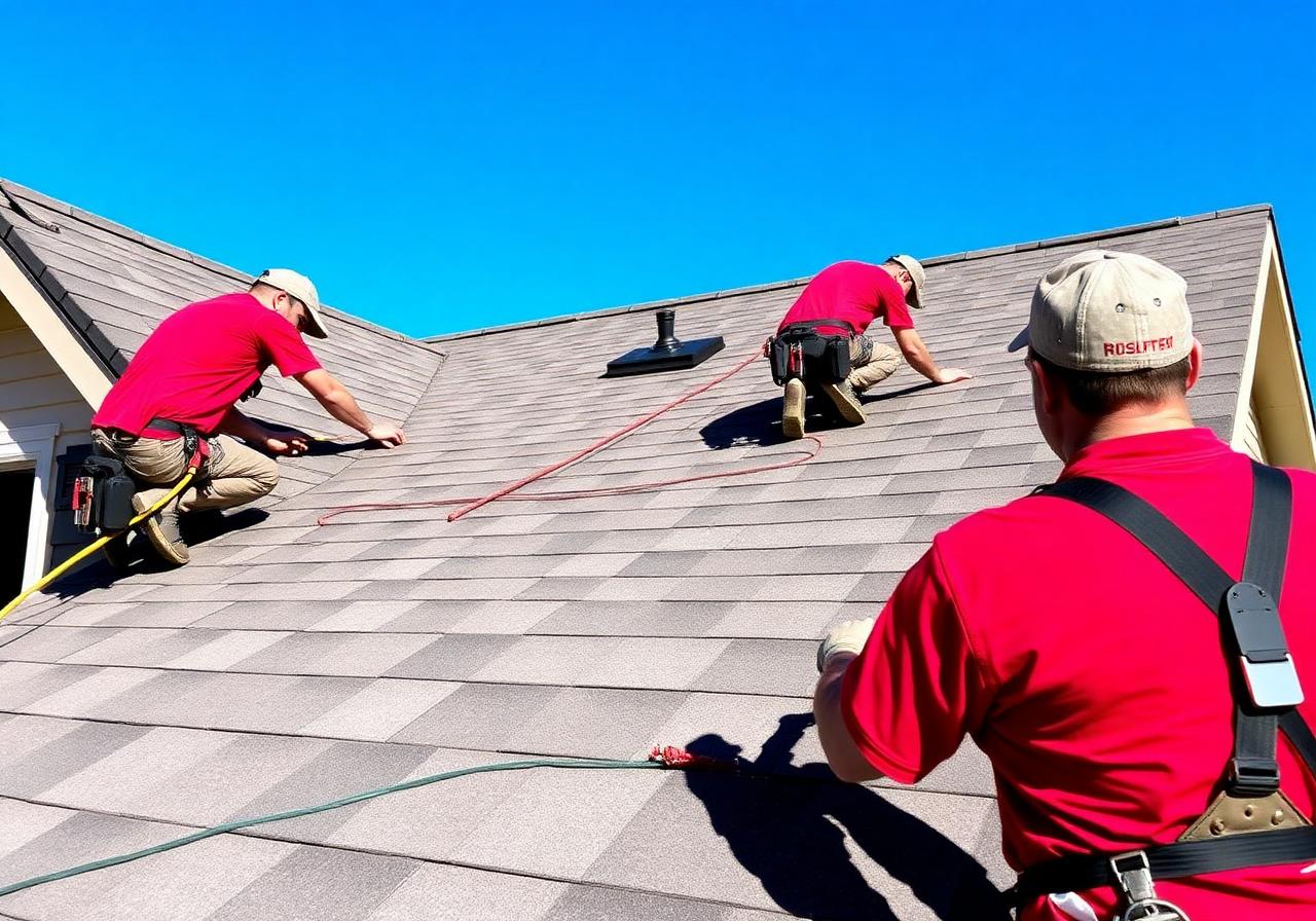 Bigfoot crew installing shingles